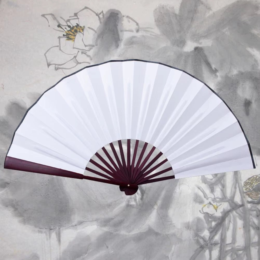 10/13 Inch Folding Fan Hand Silk Cloth DIY Chinese Folding Fan Wooden Bamboo Antiquity Folding Fan DIY Calligraphy Painting