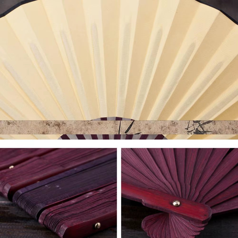 10/13 Inch Folding Fan Hand Silk Cloth DIY Chinese Folding Fan Wooden Bamboo Antiquity Folding Fan DIY Calligraphy Painting