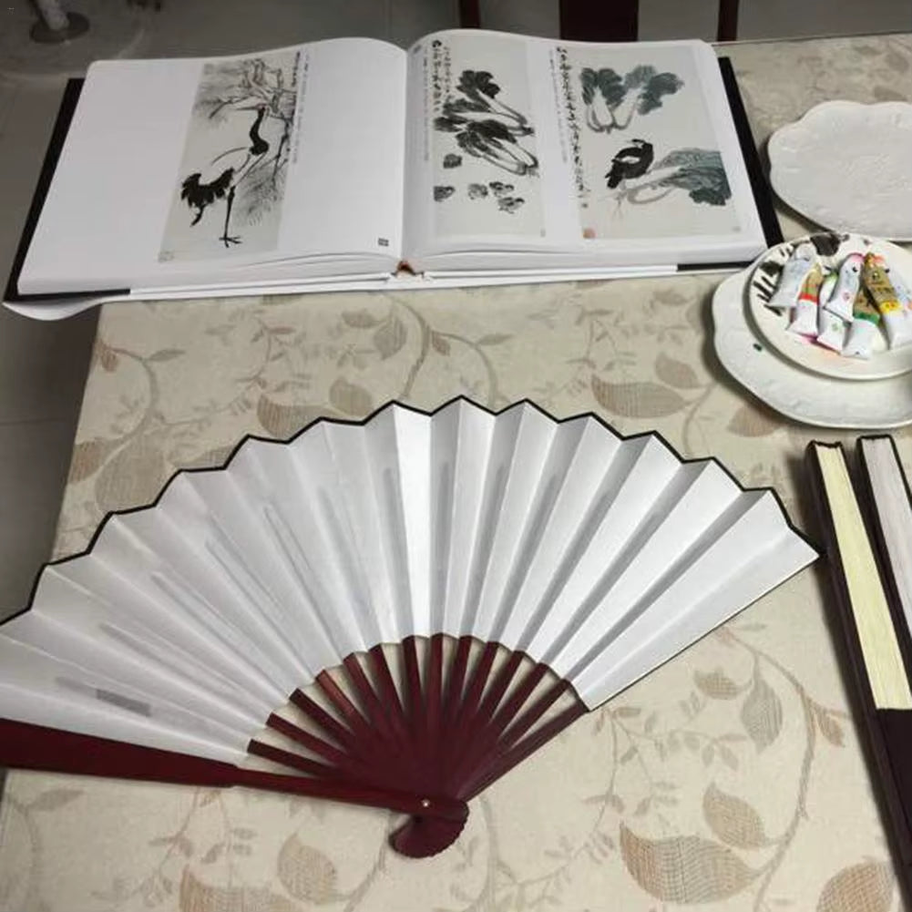 10/13 Inch Folding Fan Hand Silk Cloth DIY Chinese Folding Fan Wooden Bamboo Antiquity Folding Fan DIY Calligraphy Painting