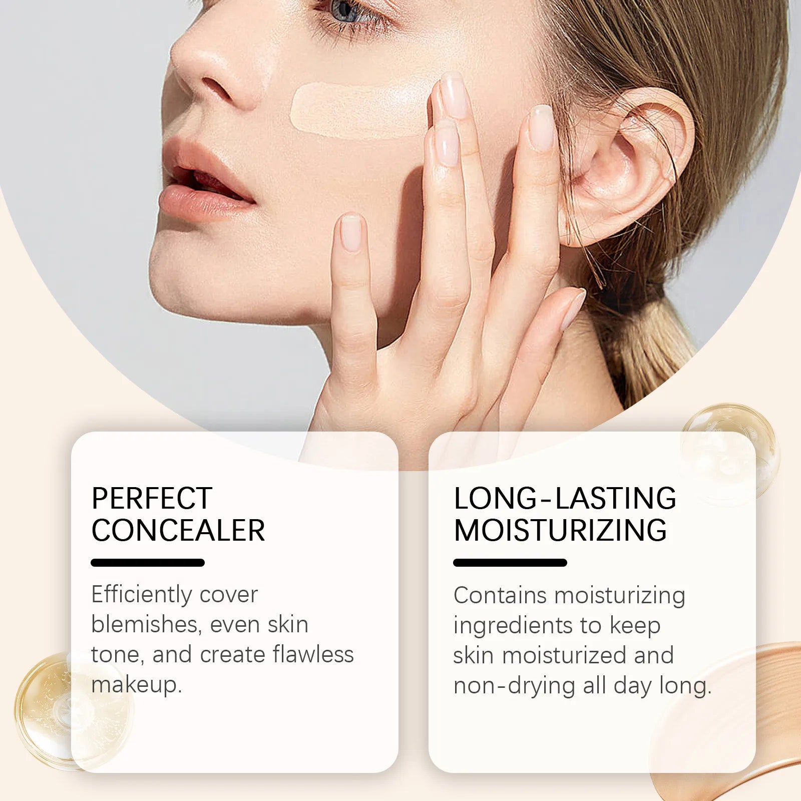 4 in 1 Foundation Liquid,Hydrating Medium Full Coverage Concealer with SPF50+ Inspired by Forever Bloom,Longwearing & Waterproof