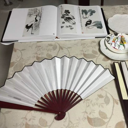 10/13 Inch Folding Fan Hand Silk Cloth DIY Chinese Folding Fan Wooden Bamboo Antiquity Folding Fan DIY Calligraphy Painting